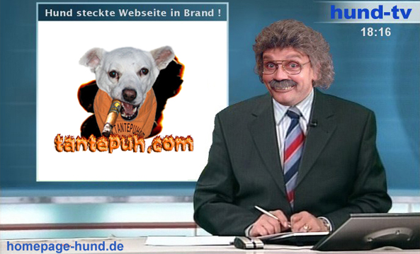 Hund steckt Webseite in Brand - HUND TV tantepuh.com Hundehomepage TANTE PUH
